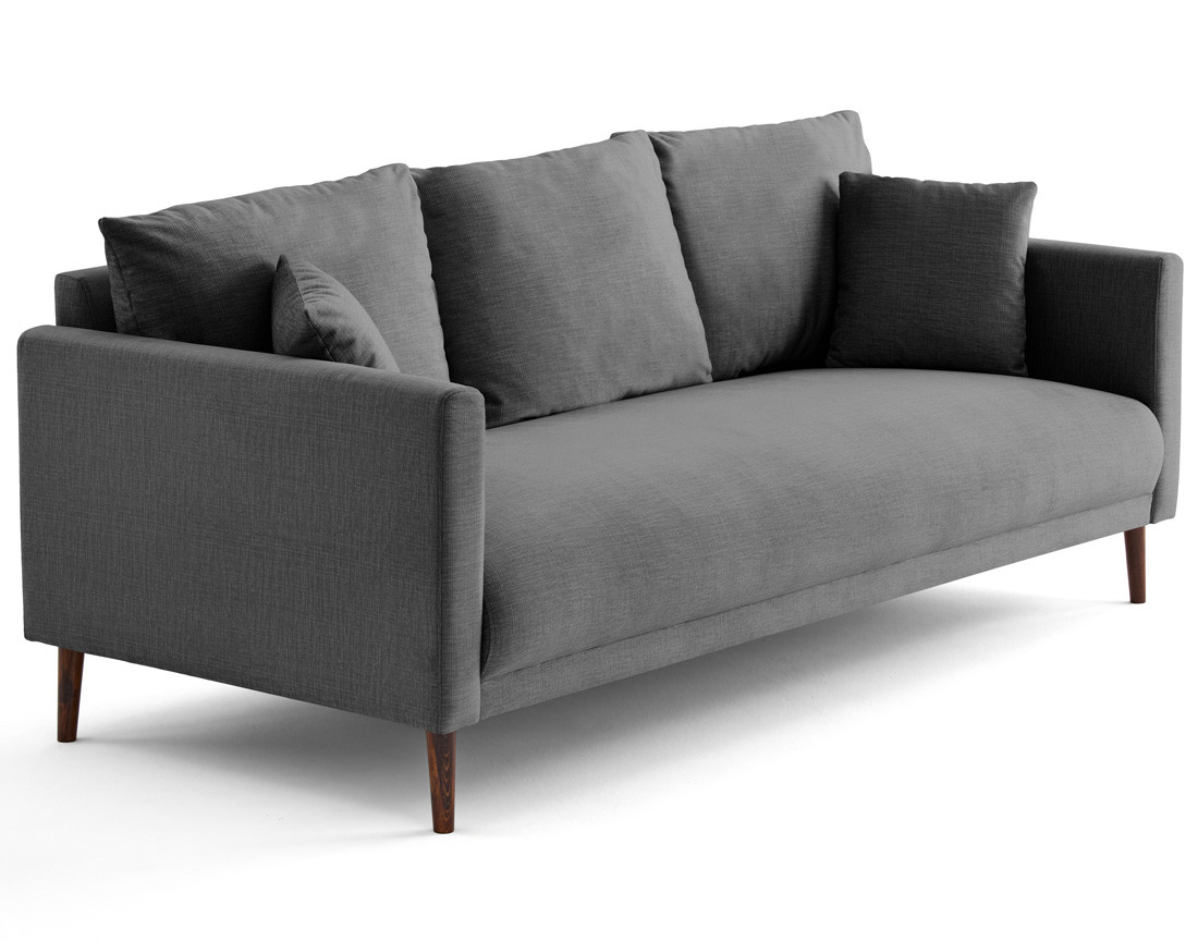 Canapé droit 3 places en velours pieds en bois Ostrava