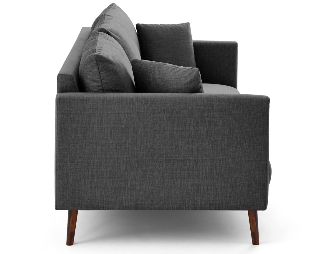 Canapé droit 3 places en velours pieds en bois Ostrava