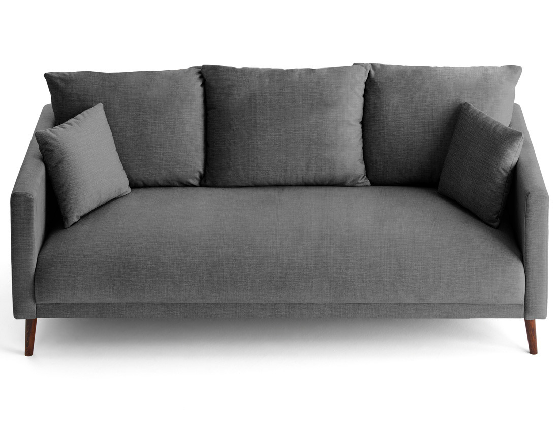 Canapé droit 3 places en velours pieds en bois Ostrava