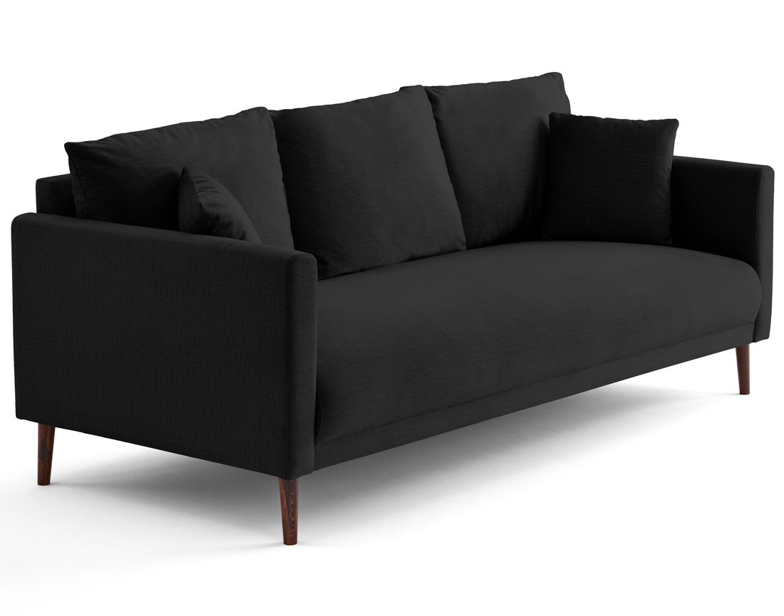 Canapé droit 3 places en velours pieds en bois Ostrava