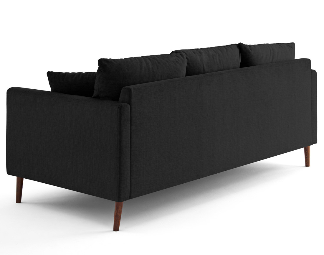 Canapé droit 3 places en velours pieds en bois Ostrava