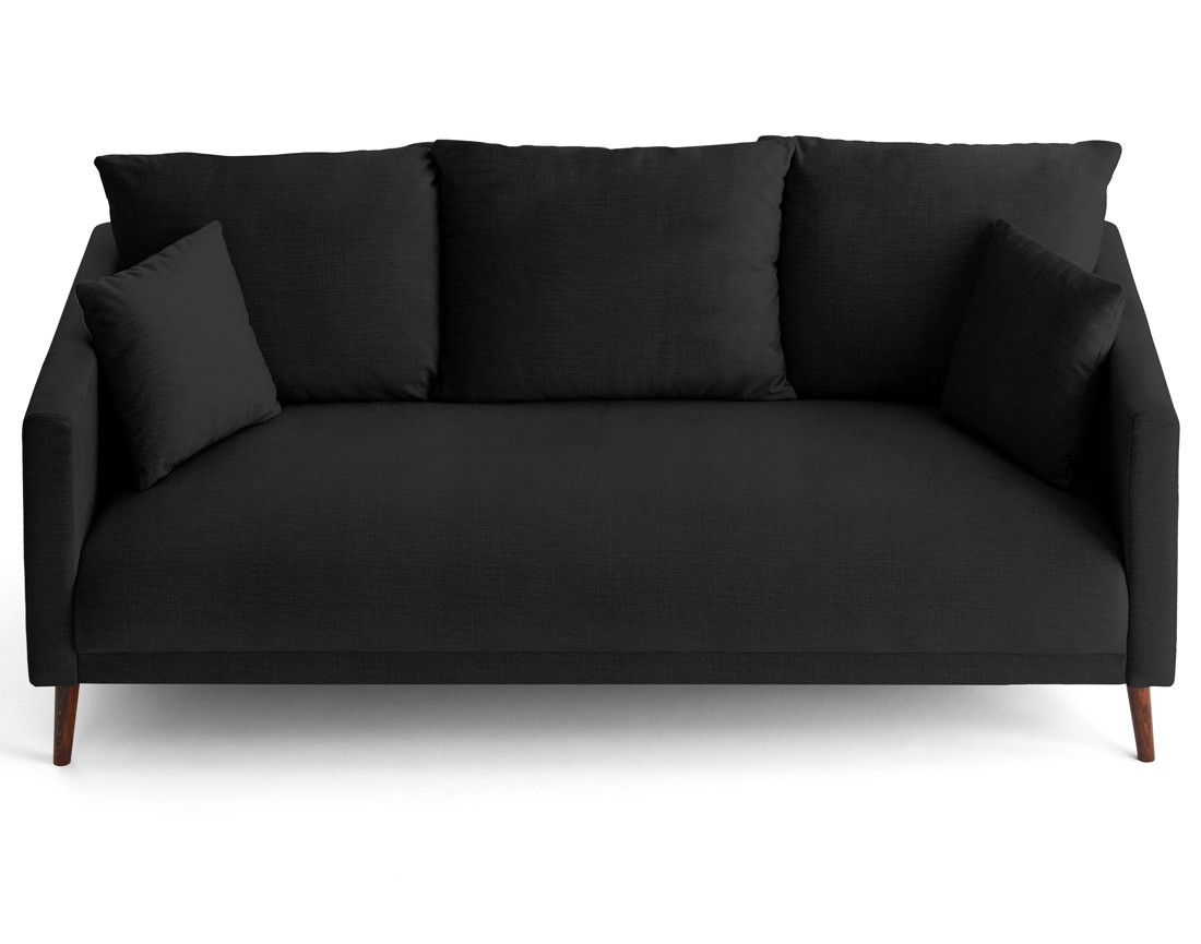 Canapé droit 3 places en velours pieds en bois Ostrava