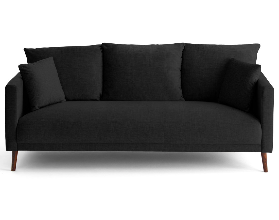 Canapé droit 3 places en velours pieds en bois Ostrava