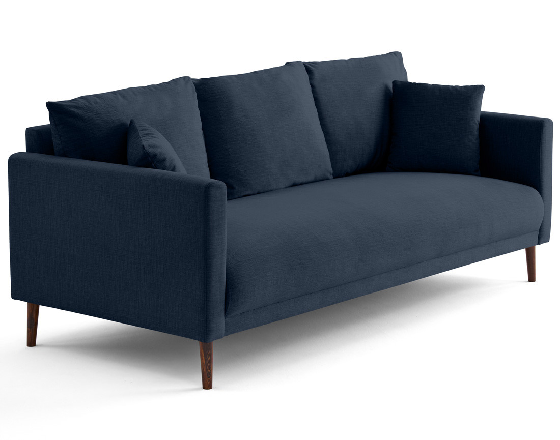 Canapé droit 3 places en velours pieds en bois Ostrava