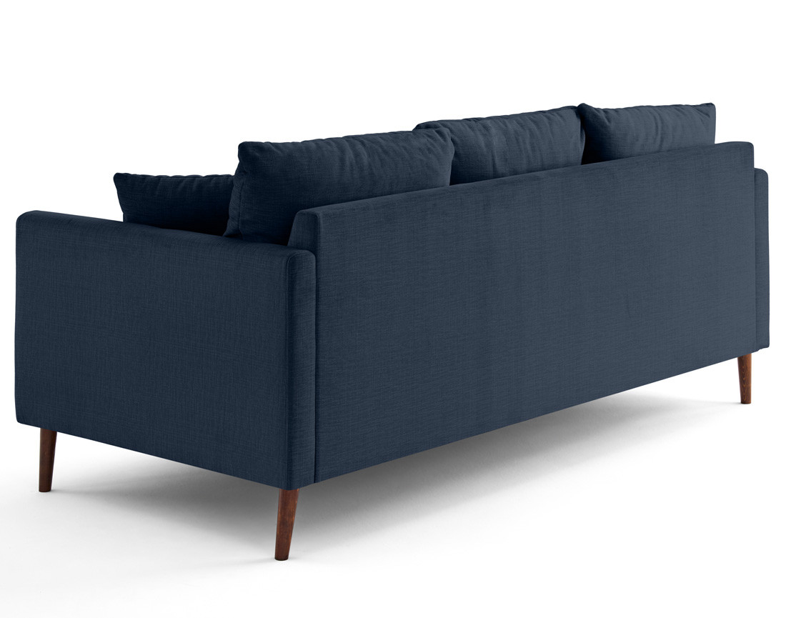 Canapé droit 3 places en velours pieds en bois Ostrava