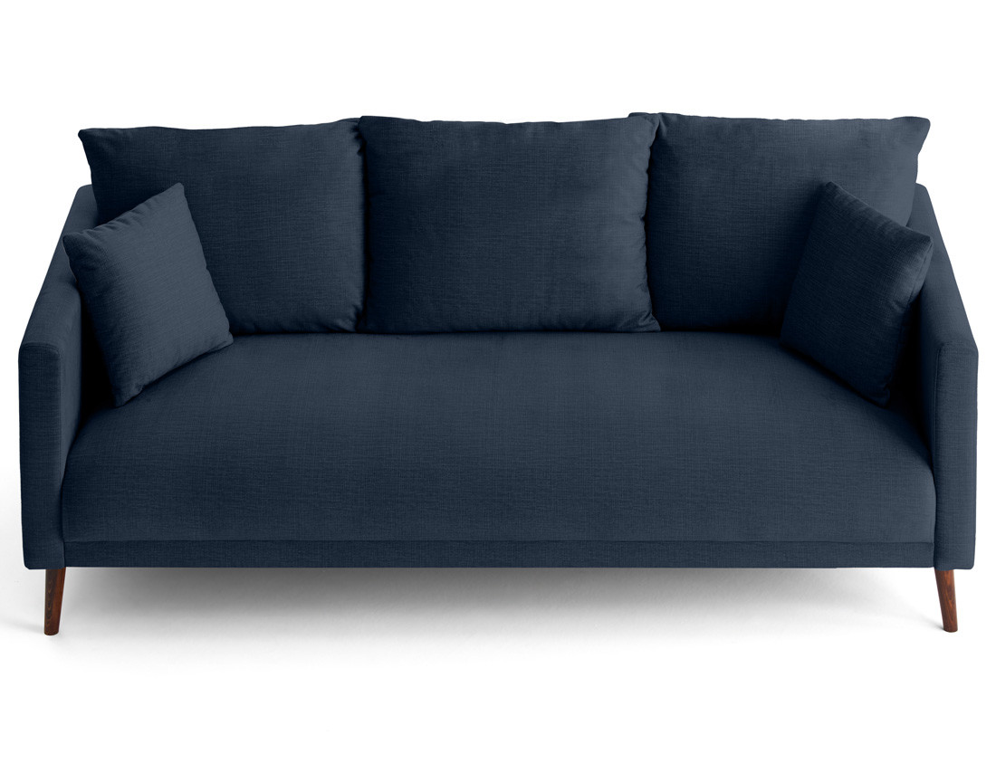 Canapé droit 3 places en velours pieds en bois Ostrava