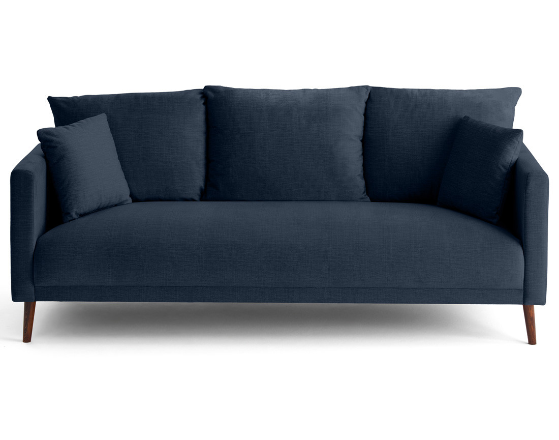 Canapé droit 3 places en velours pieds en bois Ostrava