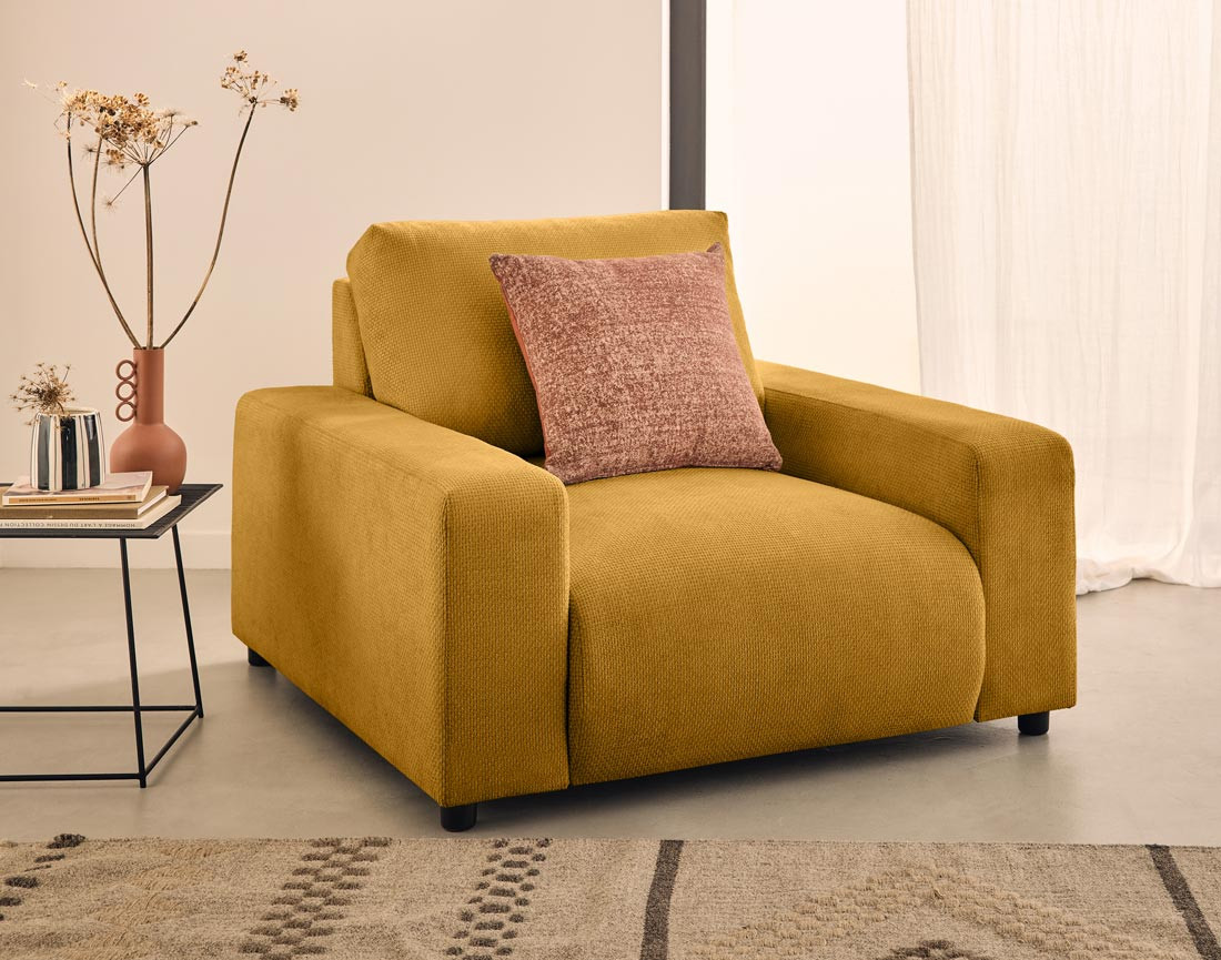 Fauteuil en velours texturé Pivoine