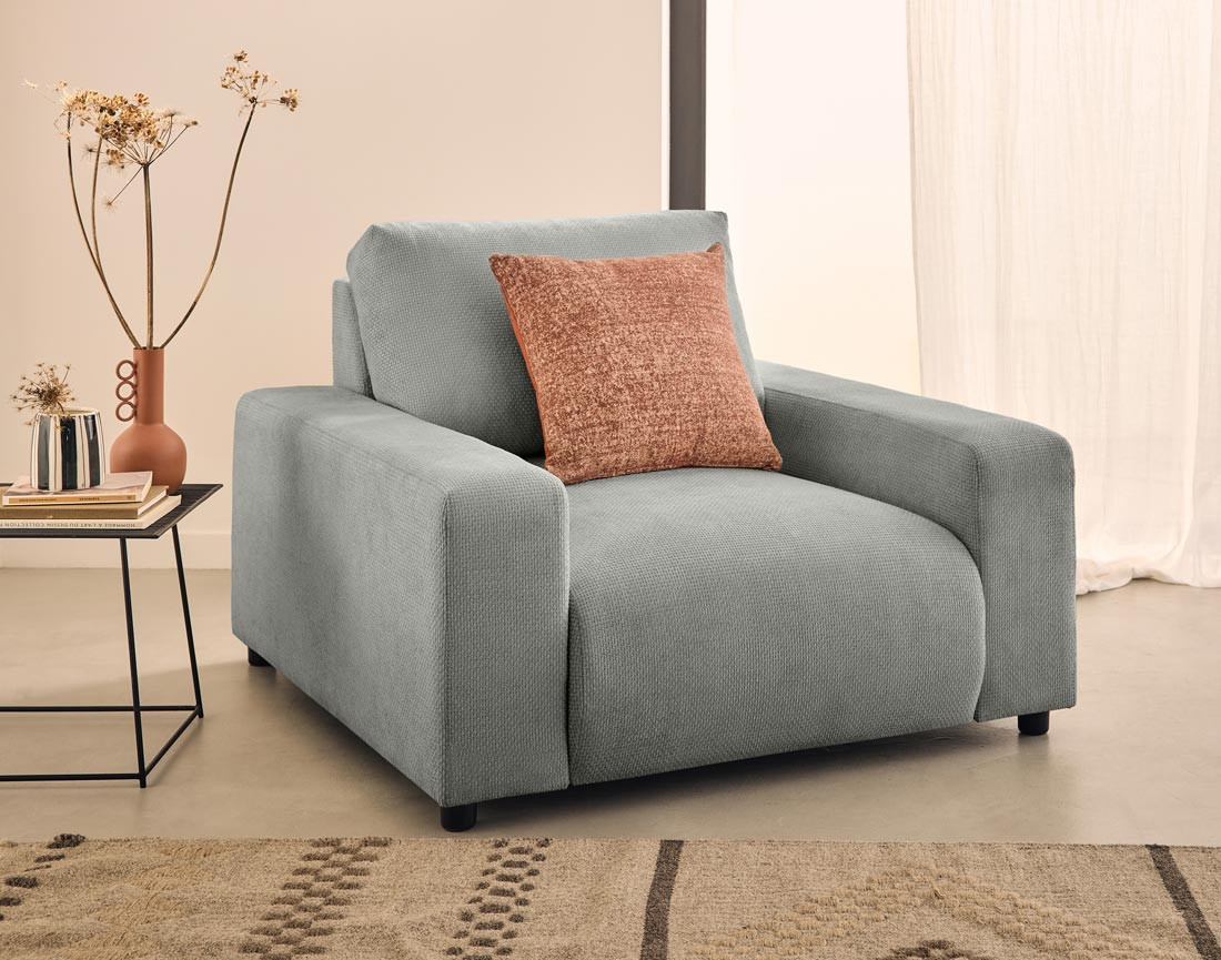 Fauteuil en velours texturé Pivoine