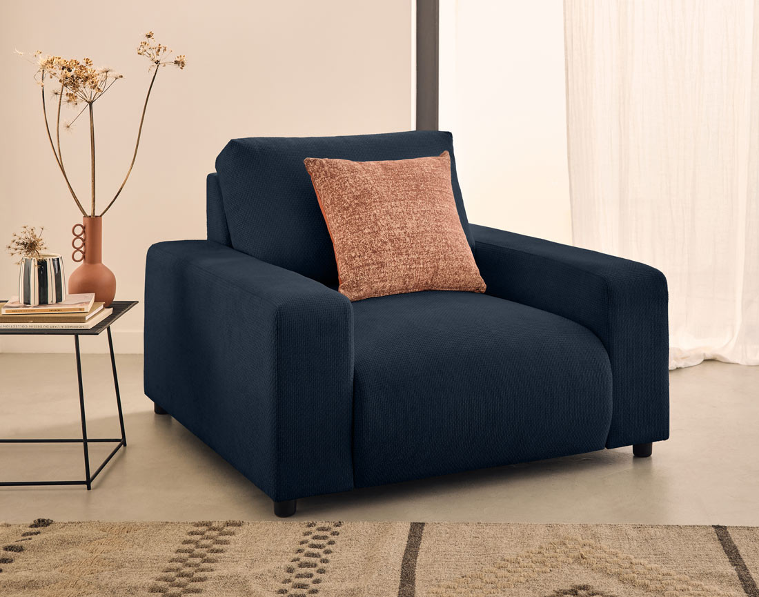 Fauteuil en velours texturé Pivoine