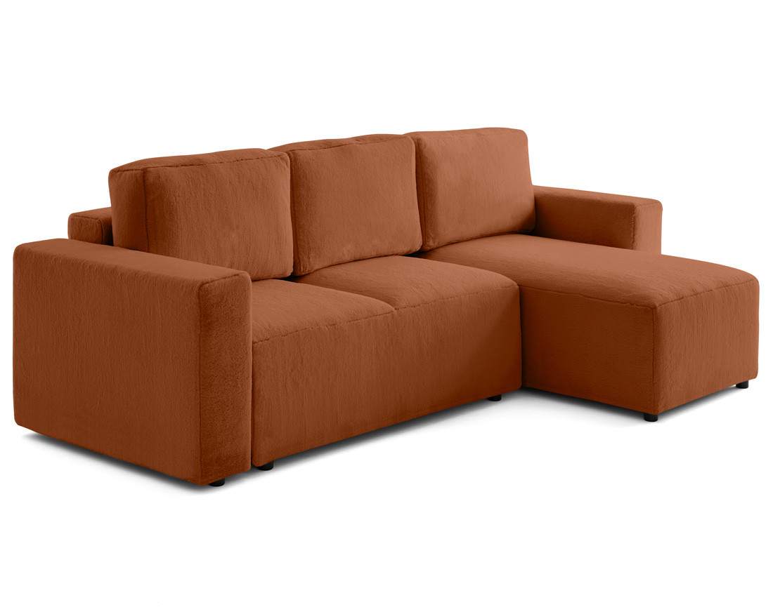 Canapé d'angle réversible 4 places convertible en fausse fourrure Livy