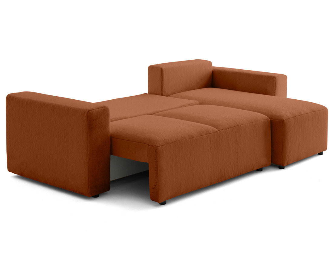 Canapé d'angle réversible 4 places convertible en fausse fourrure Livy