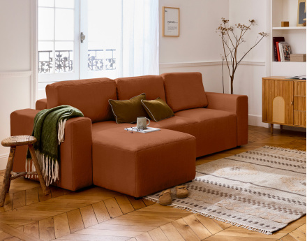 Canapé d'angle réversible 4 places convertible en fausse fourrure Livy