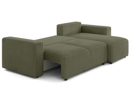 Canapé d'angle 4 places convertible en velours grosses côtes Livy