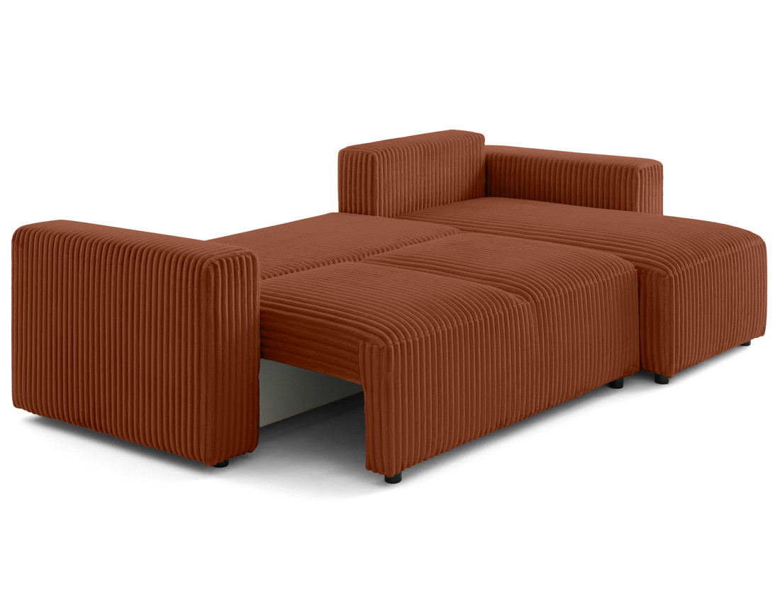 Canapé d'angle 4 places convertible en velours grosses côtes Livy