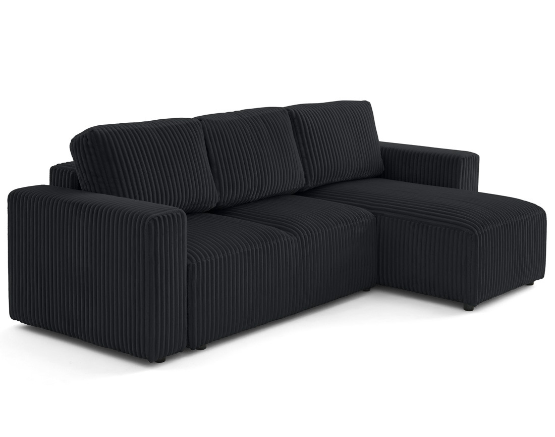 Canapé d'angle 4 places convertible en velours grosses côtes Livy