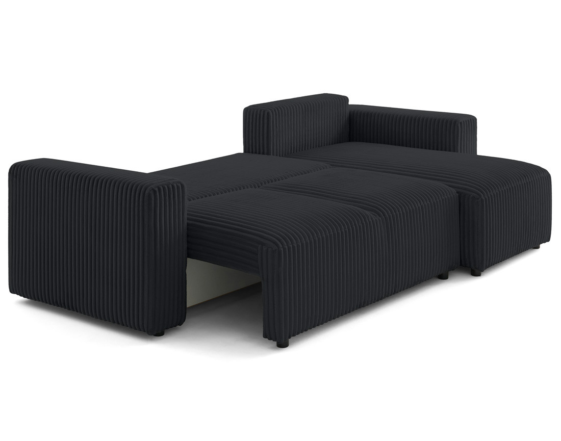 Canapé d'angle 4 places convertible en velours grosses côtes Livy