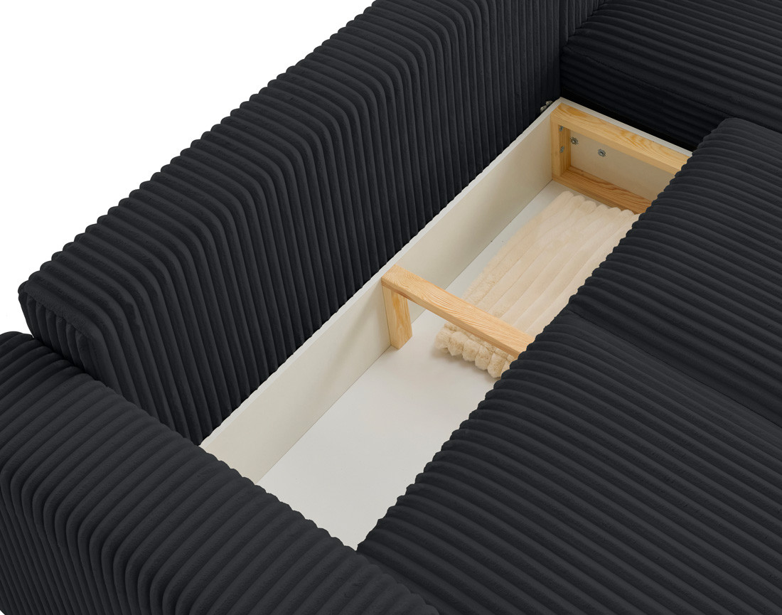 Canapé d'angle 4 places convertible en velours grosses côtes Livy