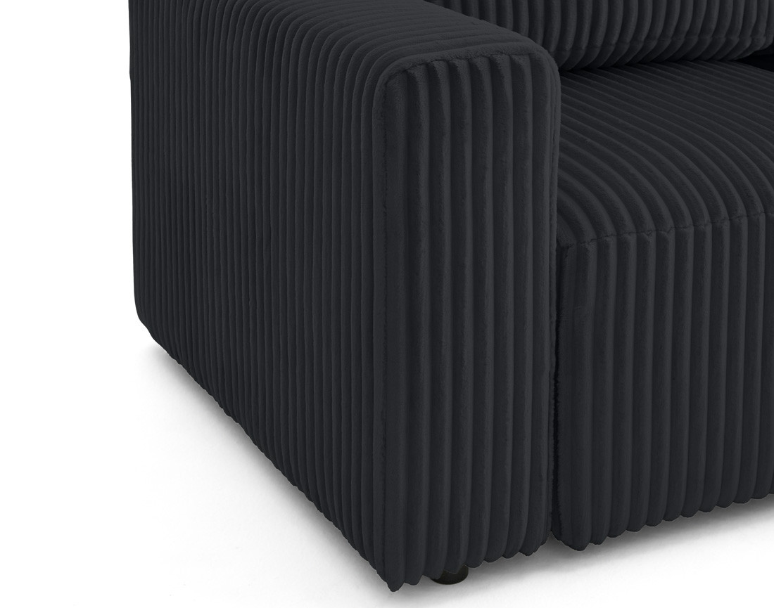 Canapé d'angle 4 places convertible en velours grosses côtes Livy