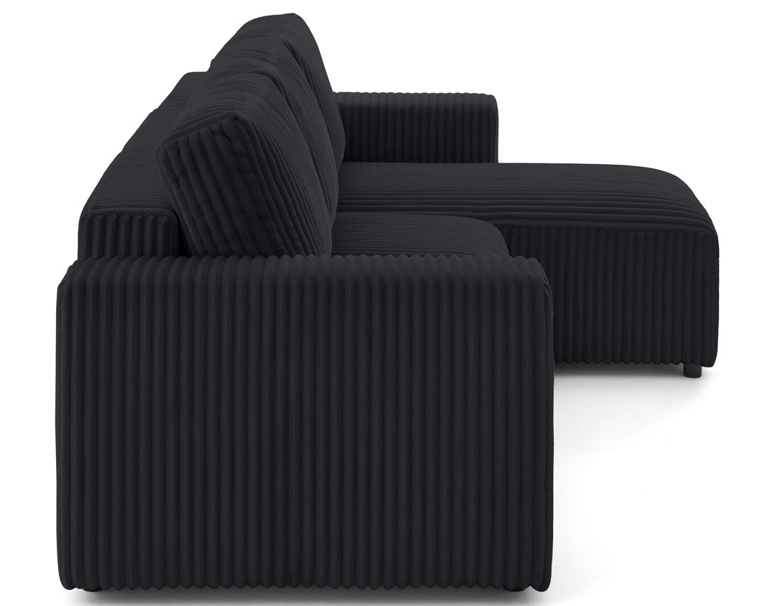 Canapé d'angle 4 places convertible en velours grosses côtes Livy