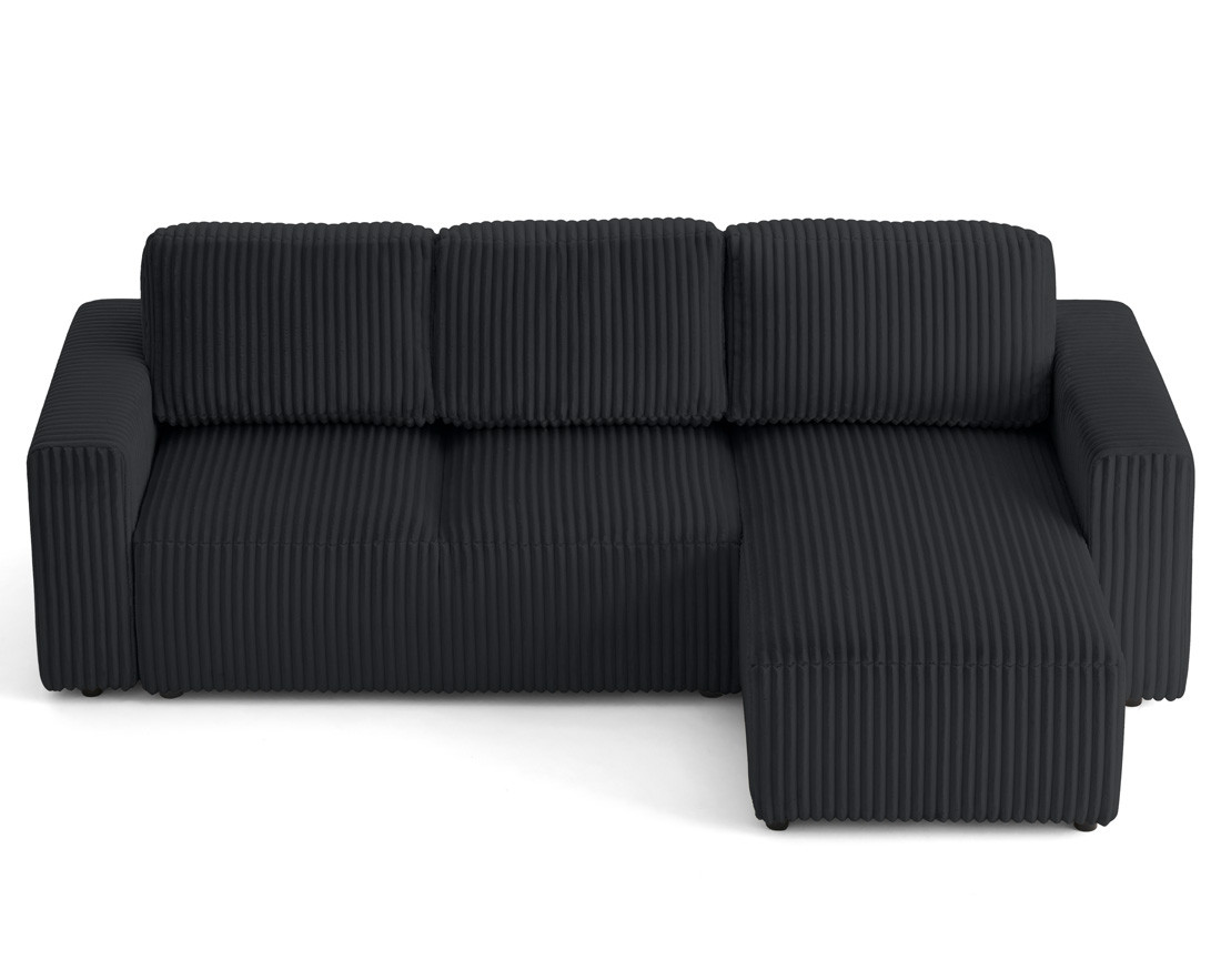 Canapé d'angle 4 places convertible en velours grosses côtes Livy