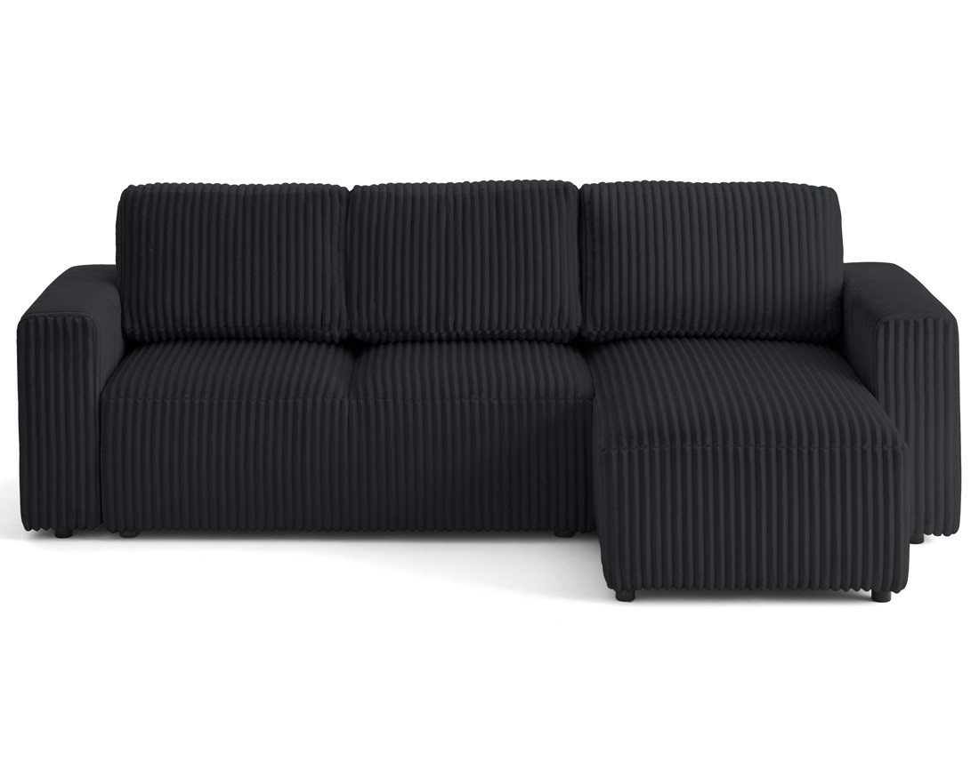 Canapé d'angle 4 places convertible en velours grosses côtes Livy