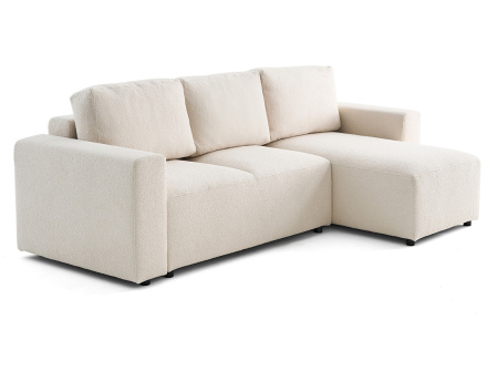 Canapé d'angle réversible 4 places convertible en tissu bouclette Livy