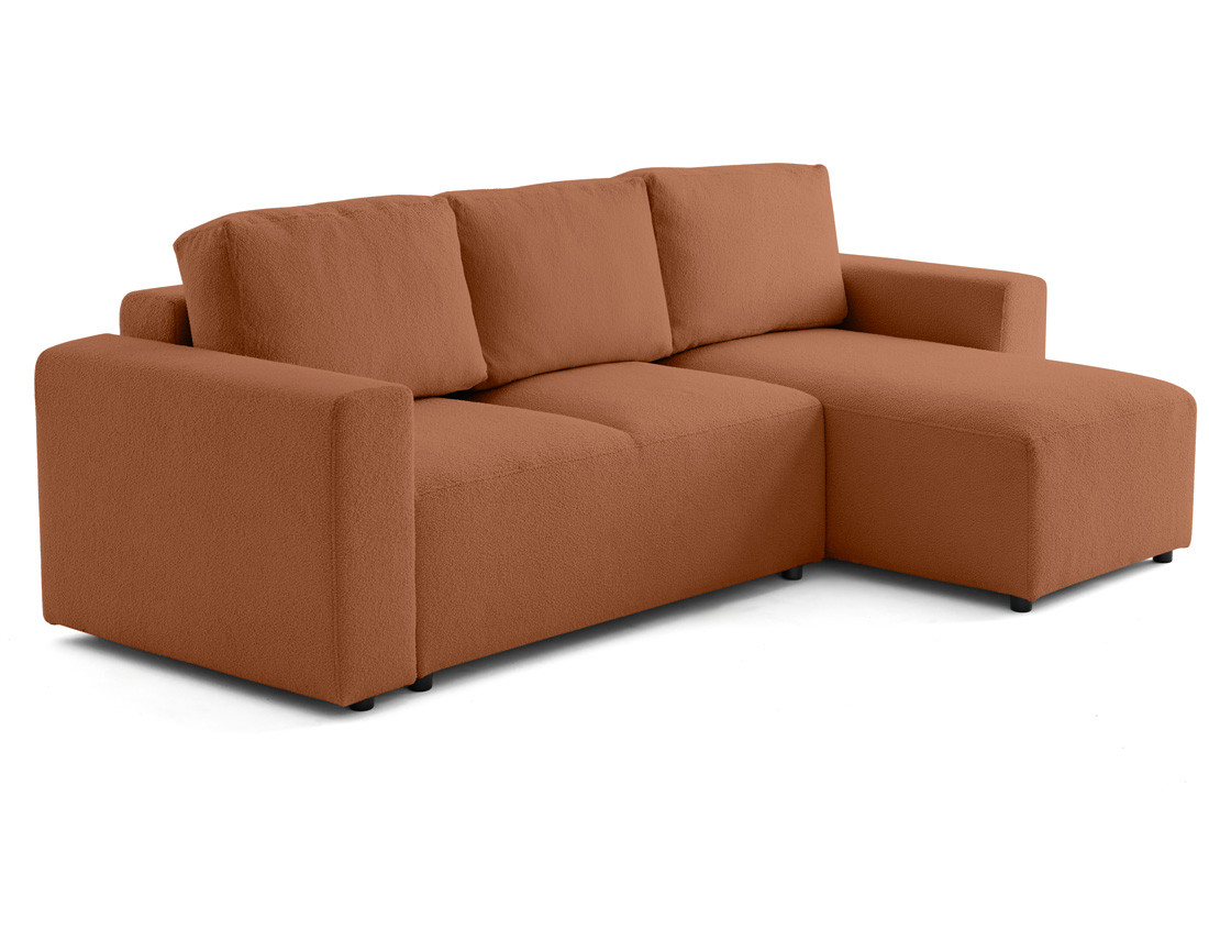 Canapé d'angle réversible 4 places convertible en tissu bouclette Livy