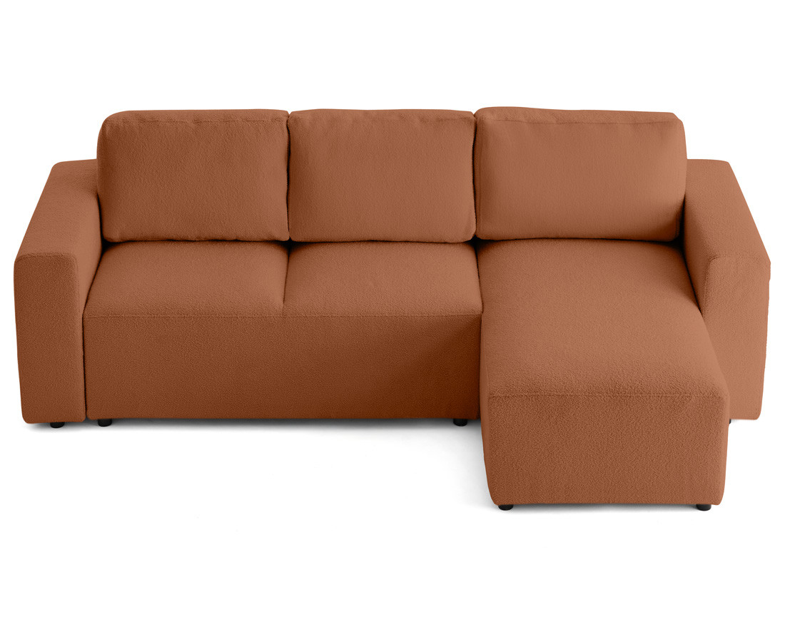 Canapé d'angle réversible 4 places convertible en tissu bouclette Livy