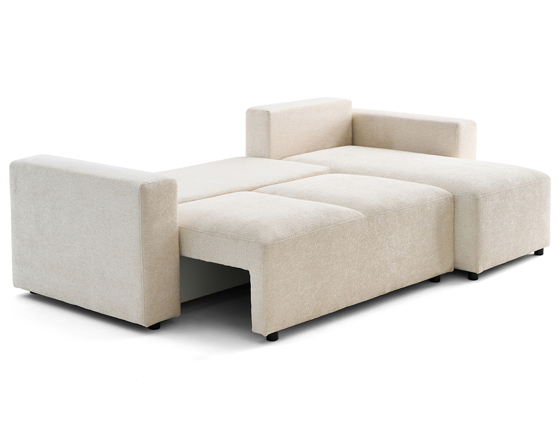 Canapé d'angle réversible 4 places convertible en velours texturé Livy