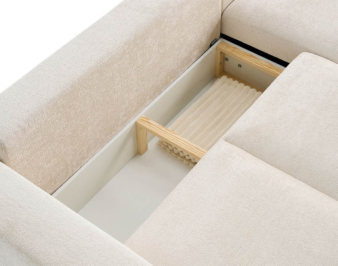 Canapé d'angle réversible 4 places convertible en velours texturé Livy