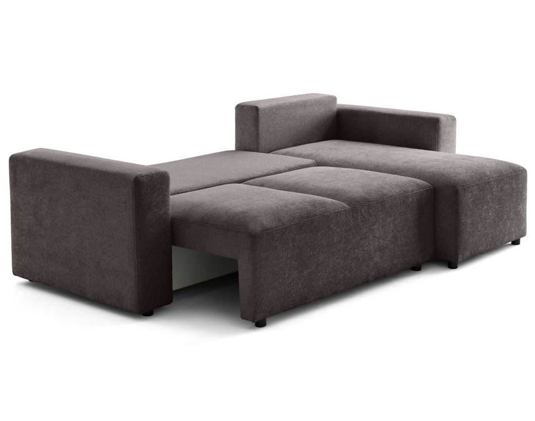 Canapé d'angle réversible 4 places convertible en velours texturé Livy