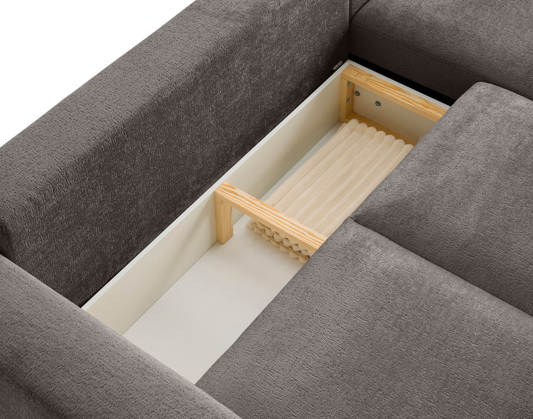 Canapé d'angle réversible 4 places convertible en velours texturé Livy