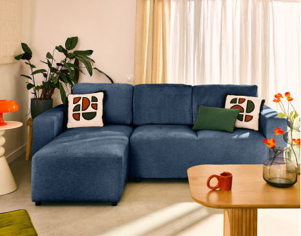 Canapé d'angle réversible 4 places convertible en velours texturé Livy