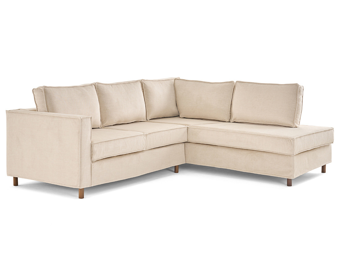 Canapé déhoussable d'angle droit 5 places en velours Jake