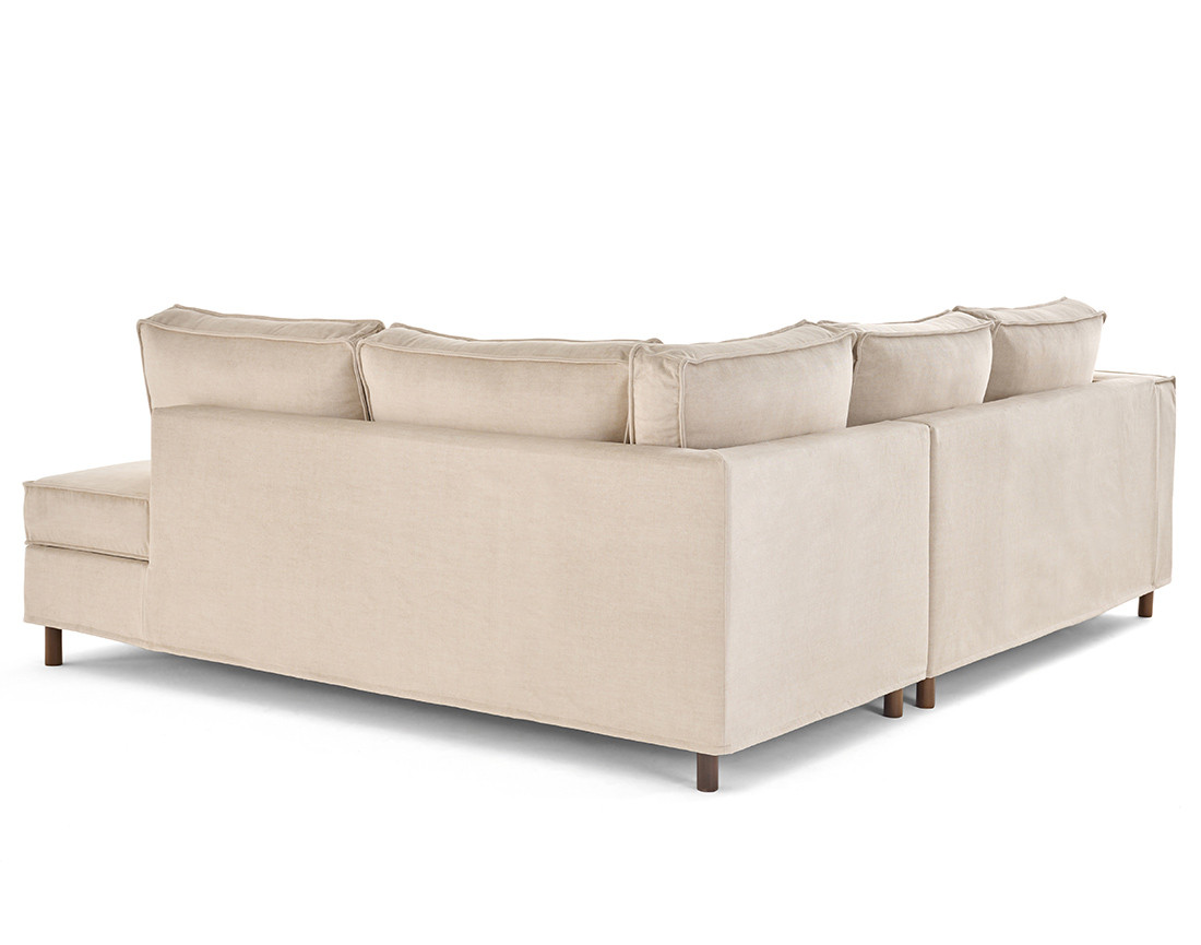 Canapé déhoussable d'angle droit 5 places en velours Jake