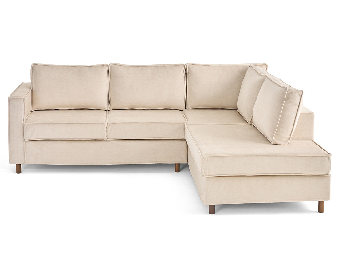 Canapé déhoussable d'angle droit 5 places en velours Jake