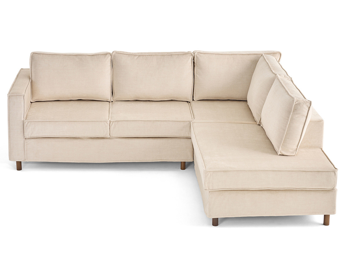 Canapé déhoussable d'angle droit 5 places en velours Jake