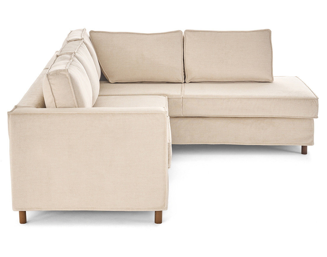 Canapé déhoussable d'angle droit 5 places en velours Jake