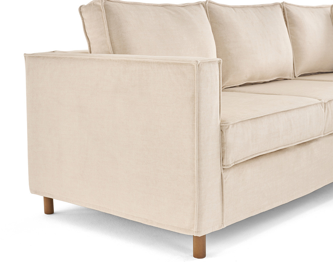 Canapé déhoussable d'angle droit 5 places en velours Jake