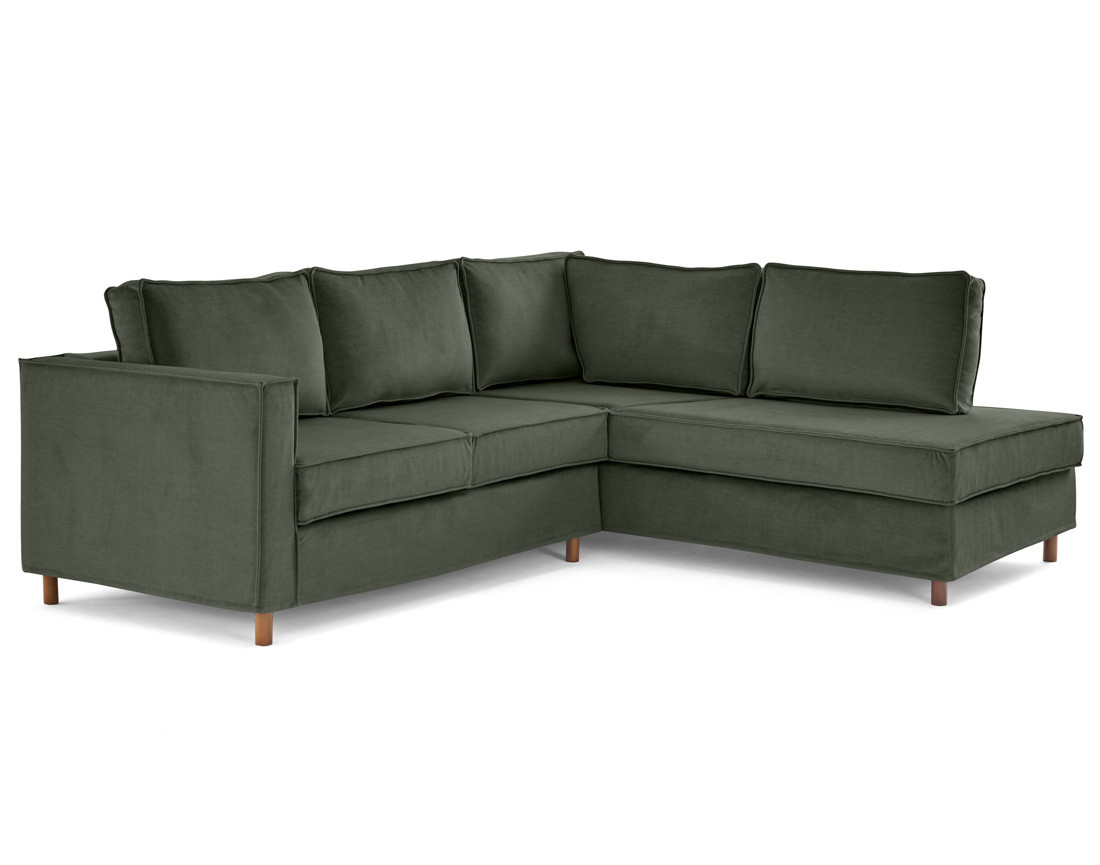 Canapé déhoussable d'angle droit 5 places en velours Jake