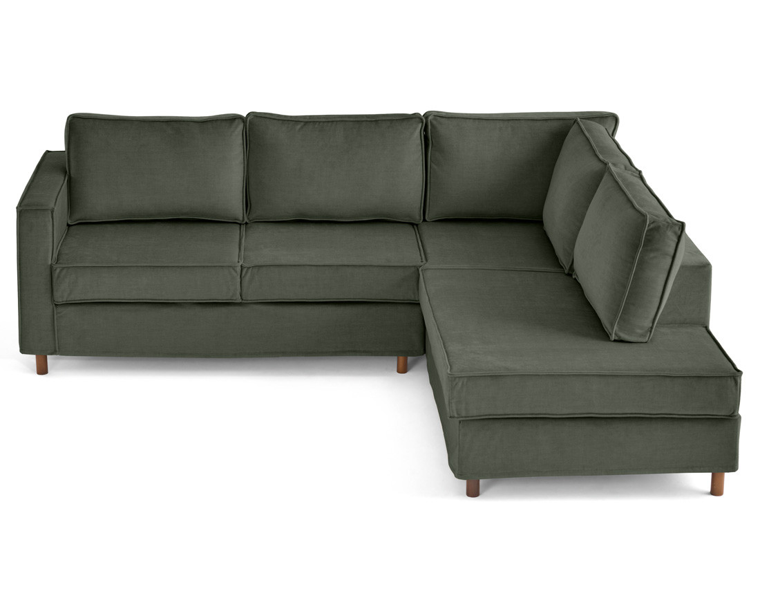 Canapé déhoussable d'angle droit 5 places en velours Jake