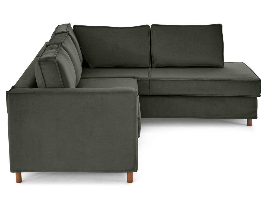 Canapé déhoussable d'angle droit 5 places en velours Jake