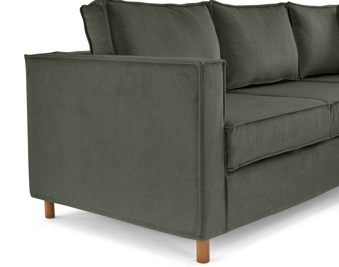 Canapé déhoussable d'angle droit 5 places en velours Jake