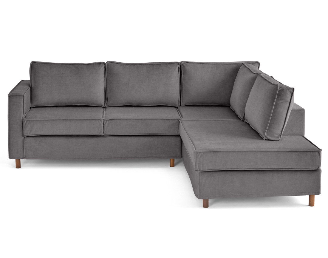 Canapé déhoussable d'angle droit 5 places en velours Jake