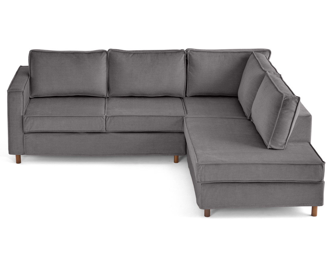 Canapé déhoussable d'angle droit 5 places en velours Jake