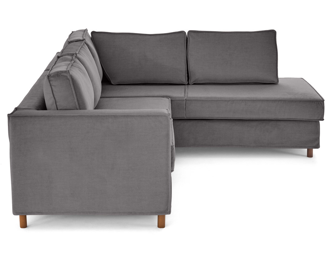 Canapé déhoussable d'angle droit 5 places en velours Jake