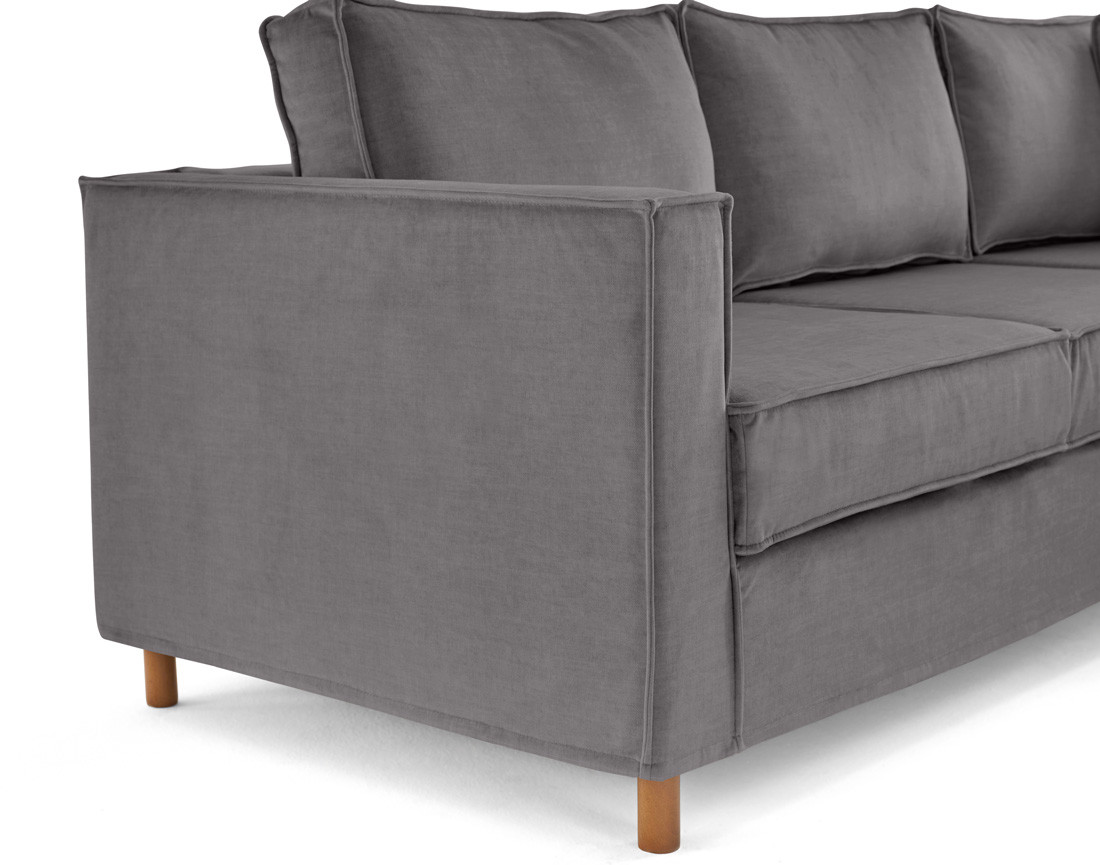 Canapé déhoussable d'angle droit 5 places en velours Jake