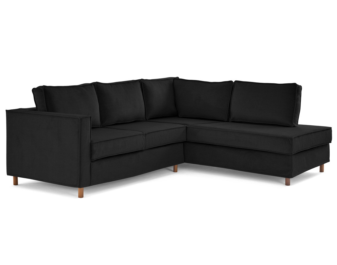 Canapé déhoussable d'angle droit 5 places en velours Jake