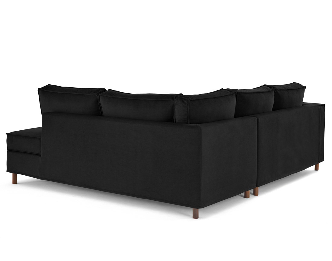 Canapé déhoussable d'angle droit 5 places en velours Jake